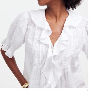Madewell Doen Henri Lookalike White Ruffled Women's Top XXS